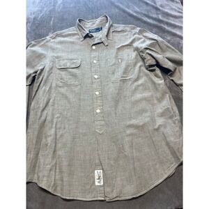 Polo Ralph Lauren Mens XL Long Sleeve Button Up Shirt Two Pocket Olive Green